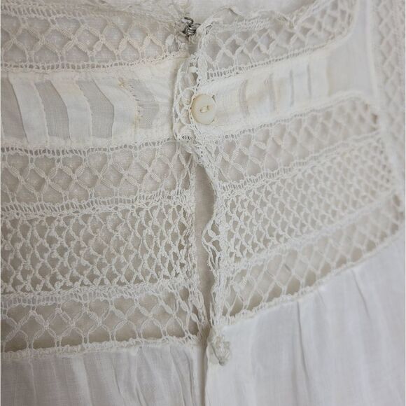 ANTIQUE vintage 1920s‎ Edwardian white drop waist tea slip dress XS - Picture 5 of 17